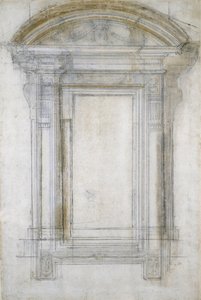Studie van een raam met een halfronde gevel, c.1546 door Michelangelo Buonarroti